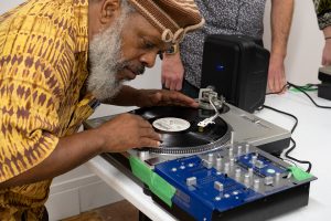 Douglas R. Ewart at Finding the Groove a the 2019 Guelph Jazz Festival Colloquium turntablism workshop 