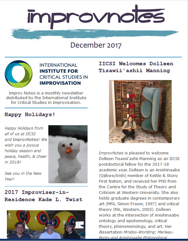 Improv Note Sign December 2017, Improv Notes Short Takes - IICSI
