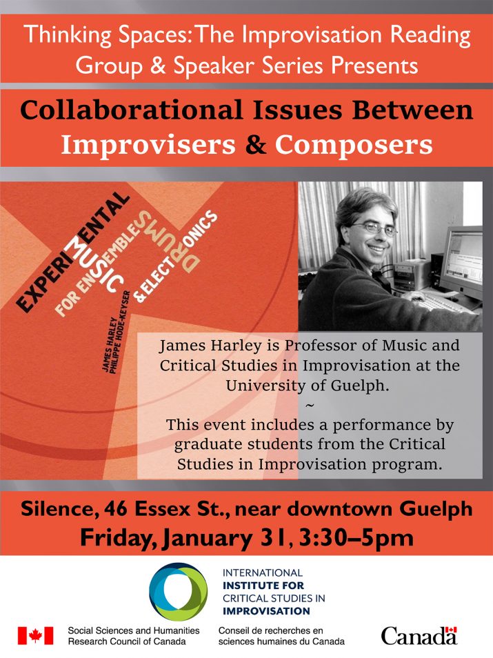 Thinking Spaces poster for James Harley lecture and CD release