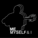black and white graphic of a figure and the words me myself & !