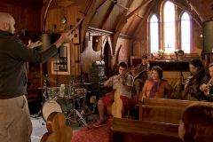 MILE camp rehearsal in the museum.