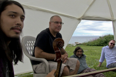 Facilitator François Houle and participants in the dome at MILE Camp.